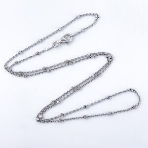 Vintage Sterling Silver 925 Faceted Bead Station Chain Necklace 18” Italy
